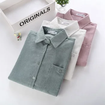 

2019 Autumn New Women Blouse Striped Cotton Long Sleeve Shirts Ladies Blouses Preppy Style Casual Tops Clothing