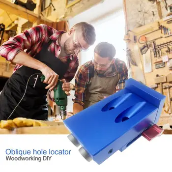 

Oblique Hole Puncher Pocket Hole Jig Kit Locator Aluminium Alloy Fine Workmanship High Strength DIY Woodworking Drill Guide Set