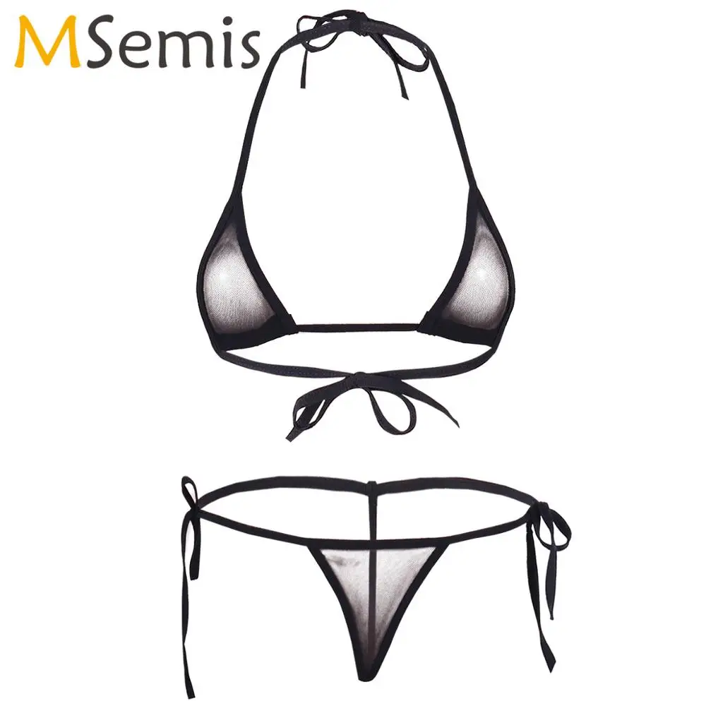 Conjunto De Lencería Sexy Para Mujer Ropa Interior De Micro Bikini Extremo De Malla