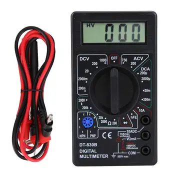 AC/DC LCD Multímetro Digital, Medidor Portátil de Alta Segurança, Voltímetro, Amperímetro, Ohm Tester, DT830B, 750 1000V 1