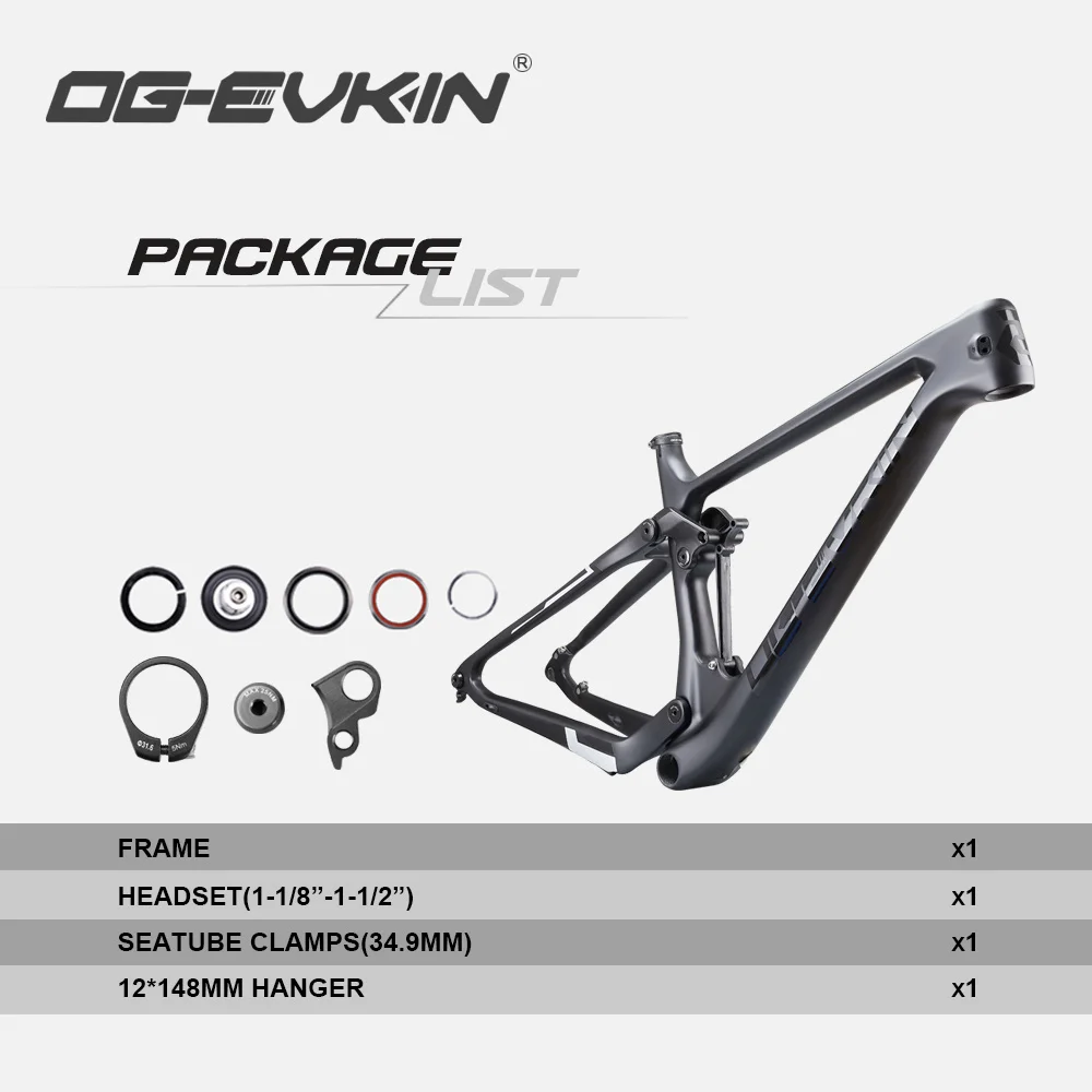OG-EVKIN CF-080 Carbon Full Suspension Mountain Bike Frame 12X148 Thru-Axle 12V Boost 29er 2.35 Tire BB92 MTB Bicycle Disc Frame bicycle parts bicycle frame