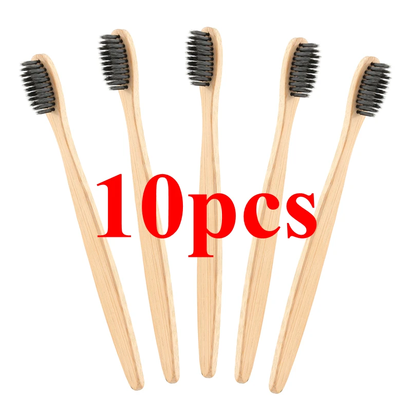 10pcs Одноразовые гостиничные туристические Зубные щетки Мятная зубная паста Экологичная мягкая бамбуковая зубная щетка инструмент для ухода за зубами - Цвет: 10pcs