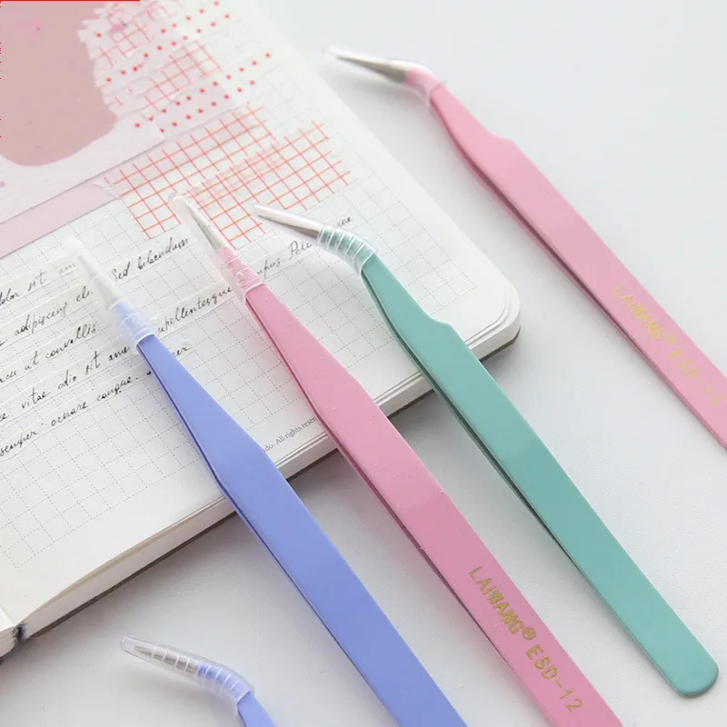 6 Designs Kawaii Cute Macarons Creative Stationery Tweezers DIY Washi Tape Stickers Gadget Multi-tool Tweezers Hand Account steel tweezers