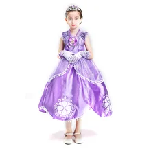 Вечерние платья Спящей красавицы; детское платье принцессы Софии для девочек; детский маскарадный костюм на Хэллоуин; фиолетовый карнавальный костюм