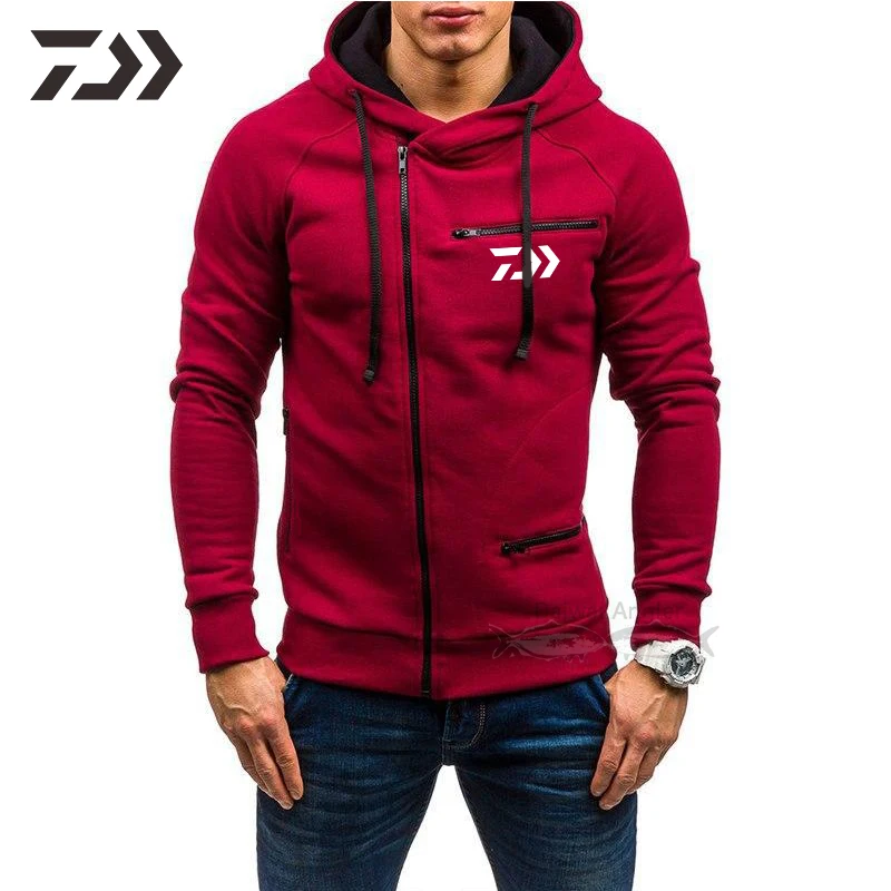 Roupas de Pesca Jaqueta de Inverno dos Homens com Capuz de Pesca Daiwa Quente Moletom Cabolsa Outwear Camisola Topos Masculino Esporte 13 dos homens com capuz de pesca quente