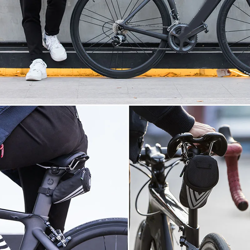 Мини велосипедная сумка для шоссейного велосипеда MTB Светоотражающая седельная сумка черный ремень на набор инструментов задняя Сумка для сиденья Сумки B2Cshop
