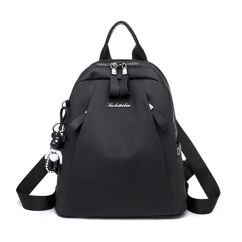 Рюкзак для компьютера с зарядкой модный рюкзак для ноутбука Противоугонная водонепроницаемая сумка для женщин оксфордская ткань Студенческая Сумка подростковая - Цвет: black