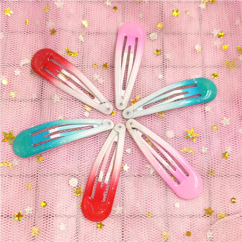 1 шт/6 шт милые девушки элегантный градиент ребенок скраб заколки для волос сладкие резинки для волос BB шпильки заколка для волос аксессуары - Цвет: 6PCS Without Card