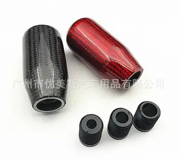 

100% Real Carbon Fiber Universal Car Gear Shift Knob Shifter with Adapter Black