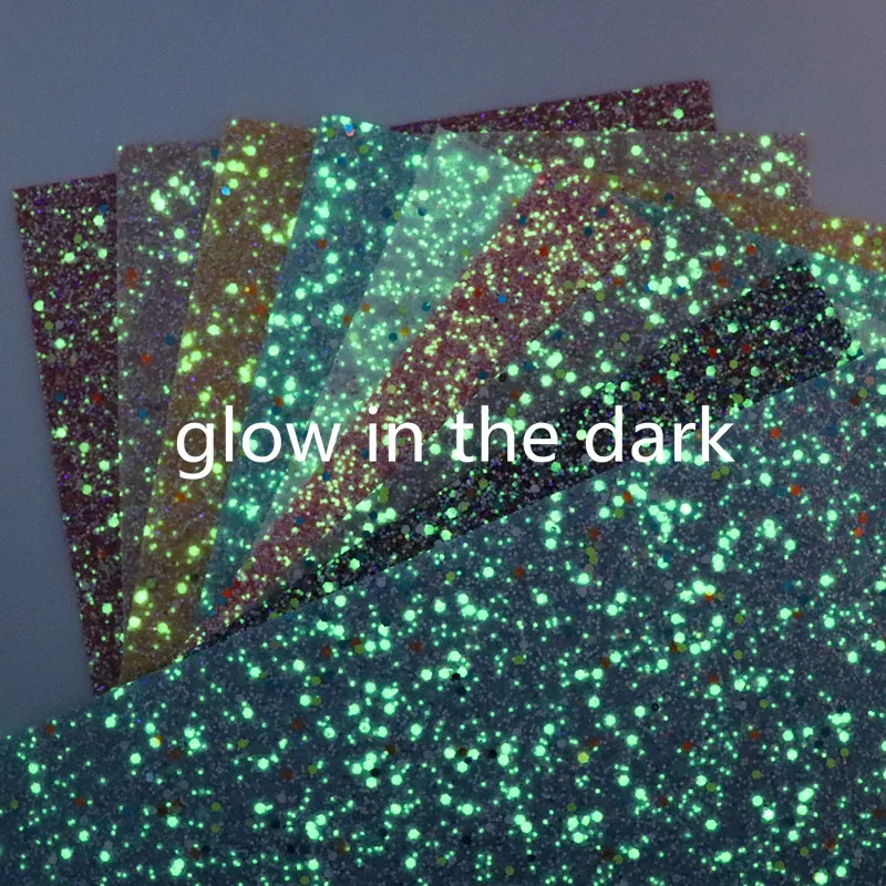 

20CM*34CM Glow In The Dark Shiny Faux Leather Sheets For Bows Handmade Decoration Crafts Materials Bag Shoes Accessories