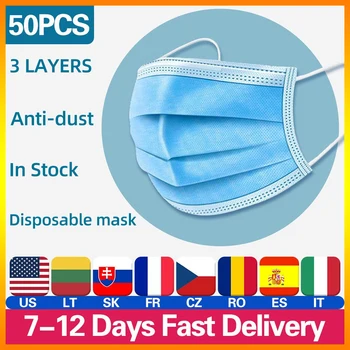

20/50pcs Disposable Face Mask Anti-Dust Mask 3 Layer Non Woven Mouth Masks Filter Anti Flu Respirator Mask Protective In Stock