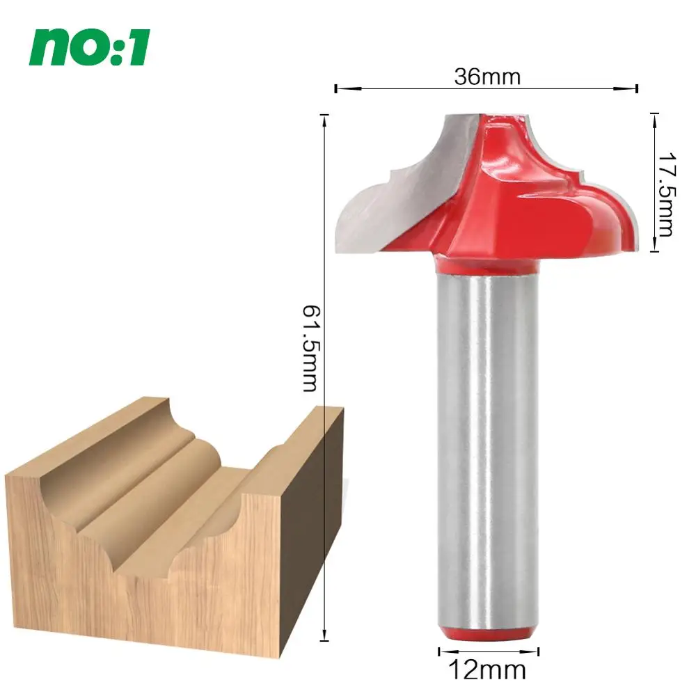  12'' Shank Bullnose Bead Column Face Molding Router Bit For Woodworking Tools