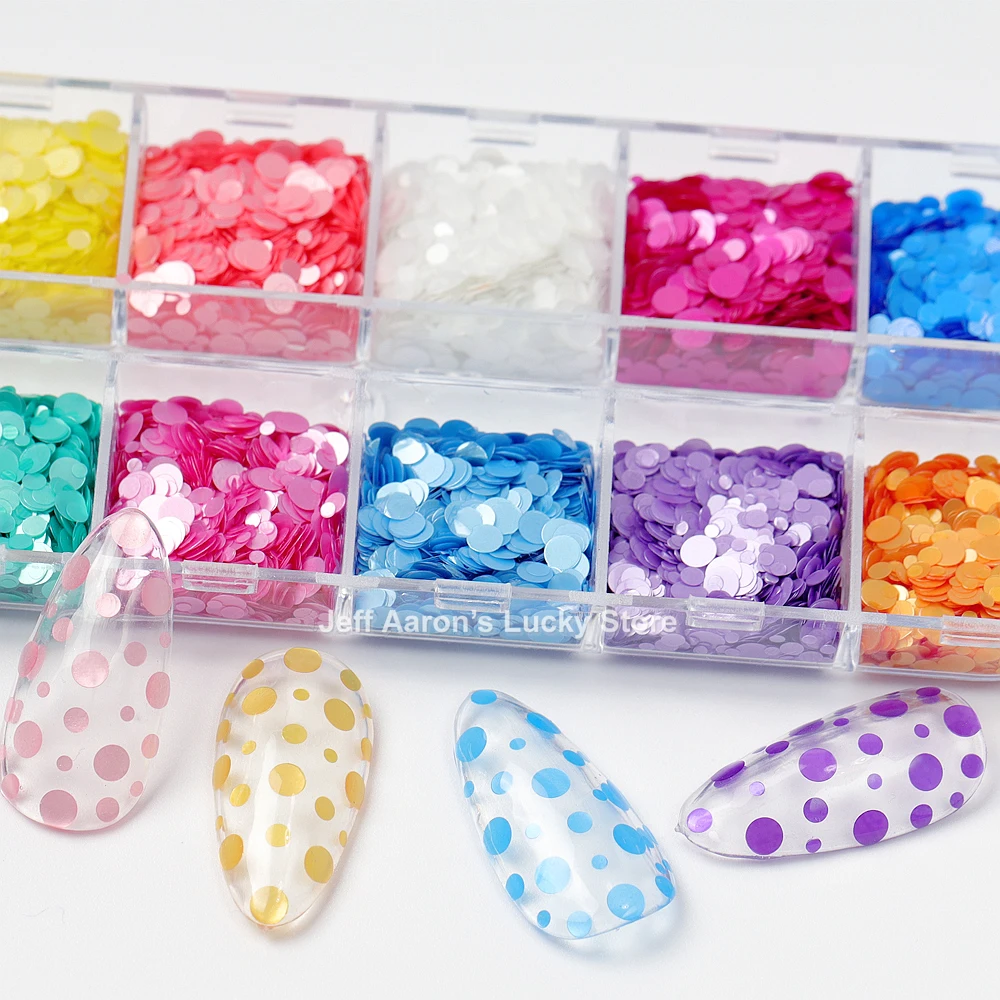 

12 Makaron colors round nail glitter sequins for nail art tips decorations decals acrylic fake nails accessoires kit