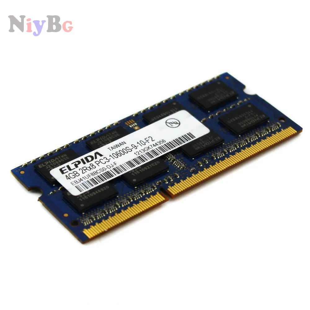 ELPIDA 4GB 2RX8 PC3-10600S-9-10-F2 EBJ41UF8BCS0-DJ-F SODIMM de 204 pines