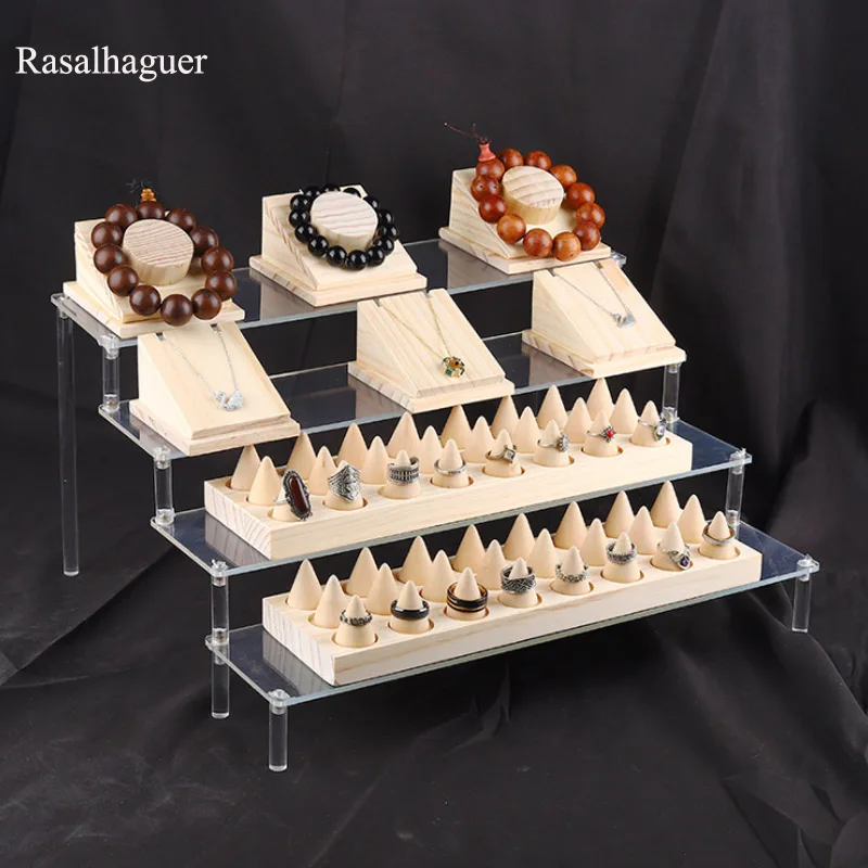 Acrylic Rings Jewellery Display Model Stud Makeup Shelf Figure Doll Display Stand Decoration Put Doll Hand Handle Trapezoidal living room plant shelf outdoor plant shelf simple made of bamboo trapezoidal multilayer land against the wall bearing stability