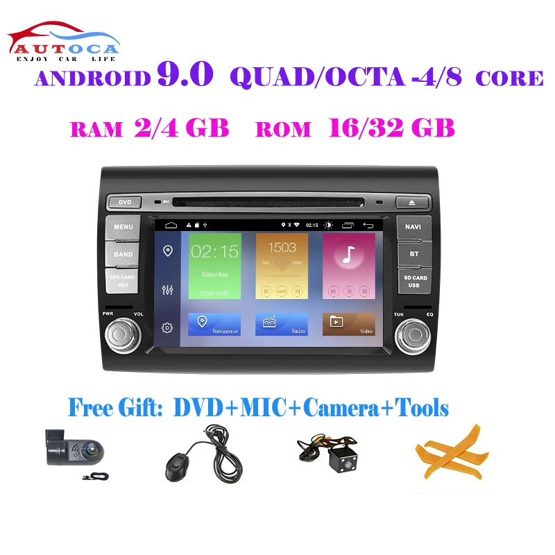  Android 9 Car GPS Stereo navigation Multimedia DVD Player Auto Radio For Fiat/Bravo 2007 2008 2009 