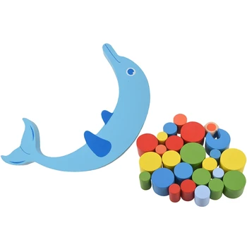 

Balancing Stacked Baby Early Learning Toy Dolphin Balance Colorful Early Development Wood Blocks Toys
