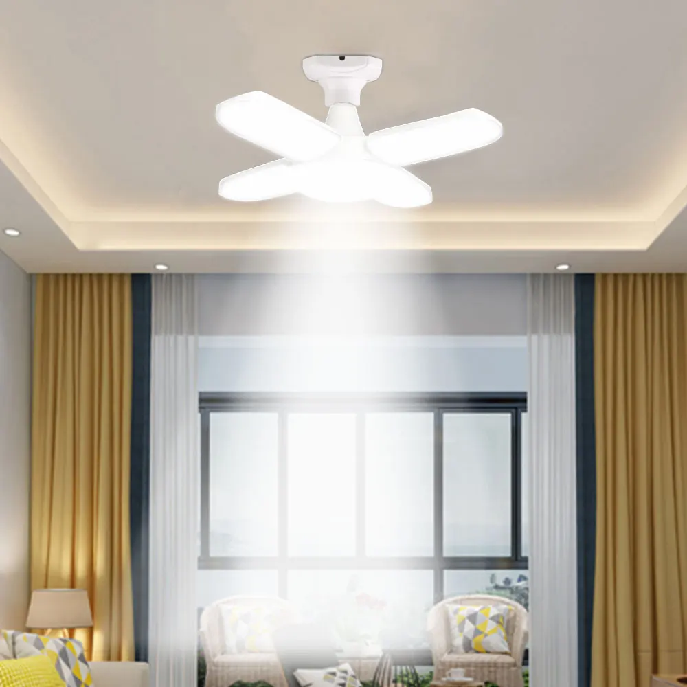 

60W E27 LED Bulb SMD2835 246leds Super Bright Foldable Fan Blade Angle Adjustable Ceiling Lamp Home Energy Saving Lights #