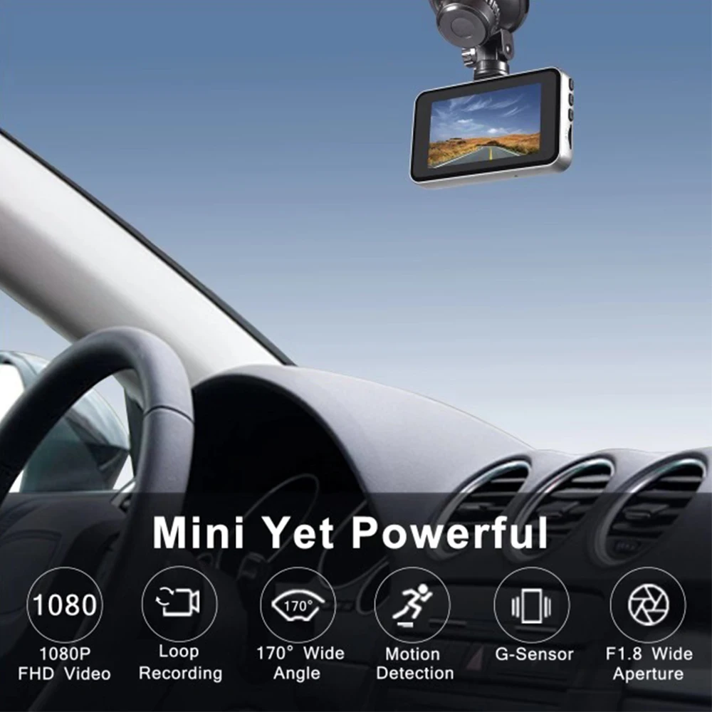 Автомобильный видеорегистратор 3 дюйма Full HD 1080P Dashcam Автомобильный видеорегистратор 170 градусов широкоугольный объектив Автомобильный видеорегистратор Встроенный звук