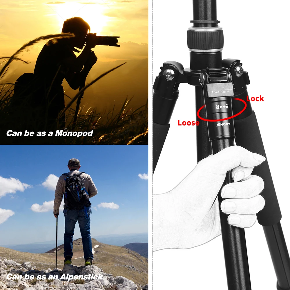 SHOOT Professional Portable Travel Camera Tripod