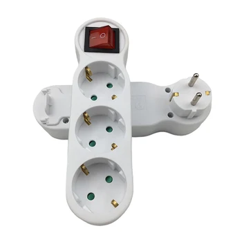 

Socket European German Standard Three Expansion Socket With Switch EU Plug One To Three Conversion Plug Converter