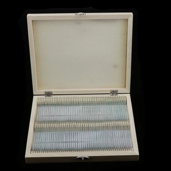 

100PCS Prepared Microscope Slide Set for Basic Biological Science Education, 100 Slides, with Wooden Case