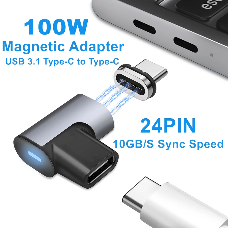 

24-Pin Type-C Magnetic Adapter 100W 3.1 Converter PD 4K HD Video Hub Sync for MacBook Huawei Car Safe Driving Portable