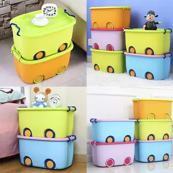 

Newest Children's Colorful Toy Box Pulley Storage Box Multi-Function Toy Storage Case Trunk Storage Box
