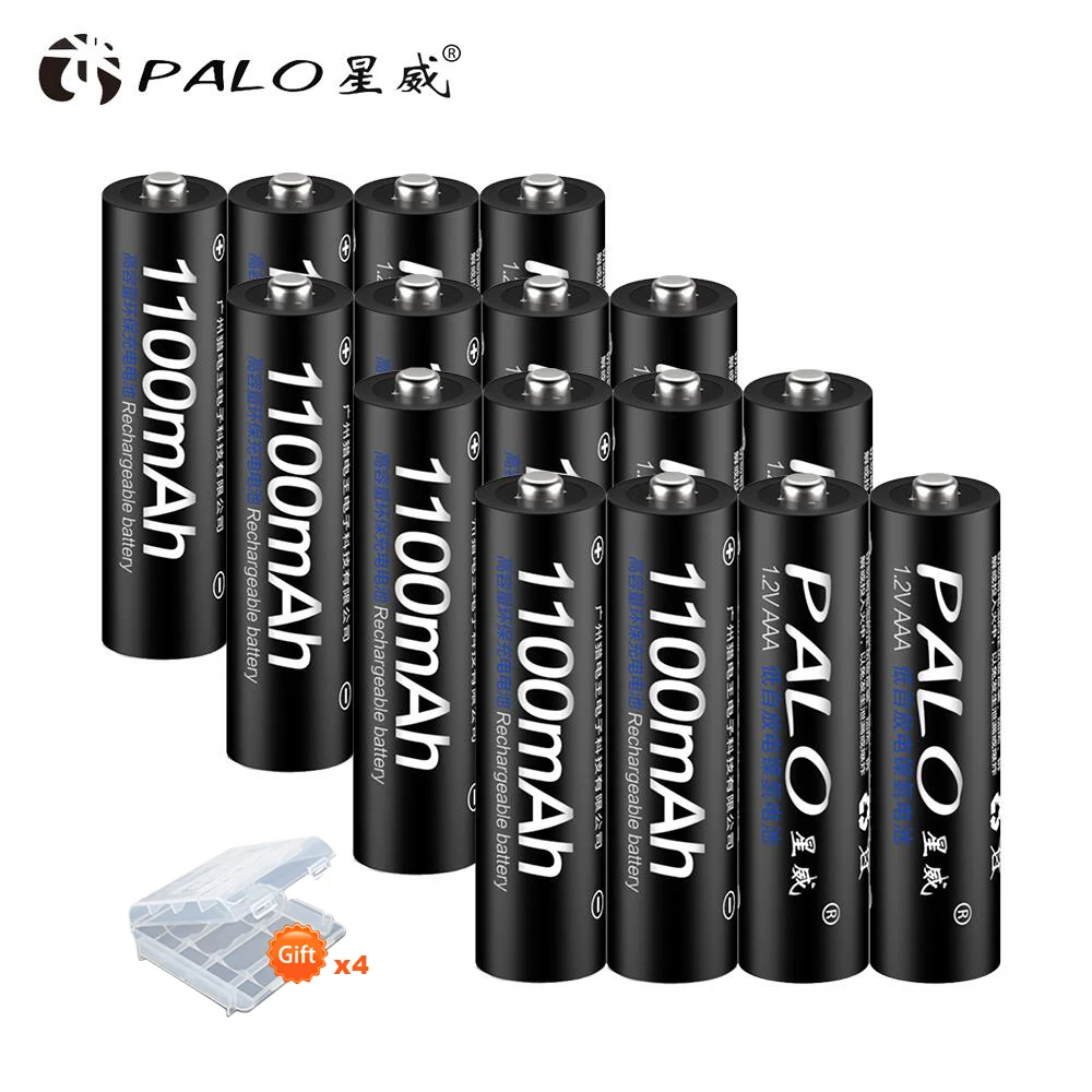 2 шт./лот PALO ni-mh AAA батарея 1100mAh 1,2 V перезаряжаемые батареи 3A Аккумуляторы для игрушек дистанционного управления, игрушки для камеры - Цвет: 16xAAA