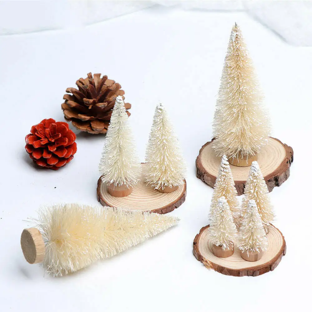 

8pcs Mini Christmas Tree Sisal Silk Cedar Fake Pine Snow Frost Tree Decoration Christmas Tree craft