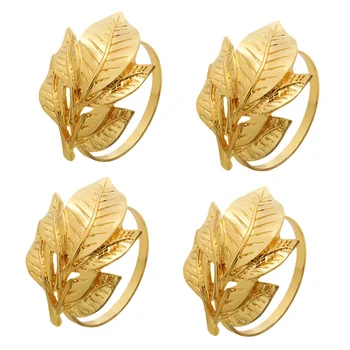 

6pcs Christmas Napkin Holder Alloy High-quality Lightweight Leaf Shape Napkin Ring for Bar Restaurant XmasParty Dinner A50