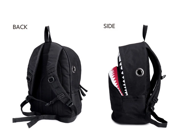Cool Book Bag Big Shark Cartoon Backpack Black Bookbags Fashion primary school Backpacks Boys Rucksack Bagpack