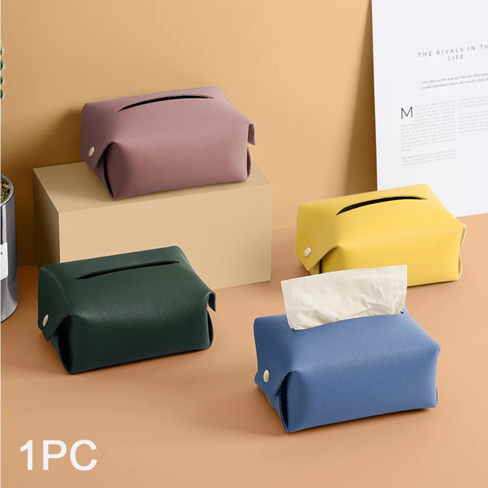 Pouch Paper Container Living Room Home Car Napkin Holder Tissue Box Table Hotel Desktop Office Faux Leather Organizer #734