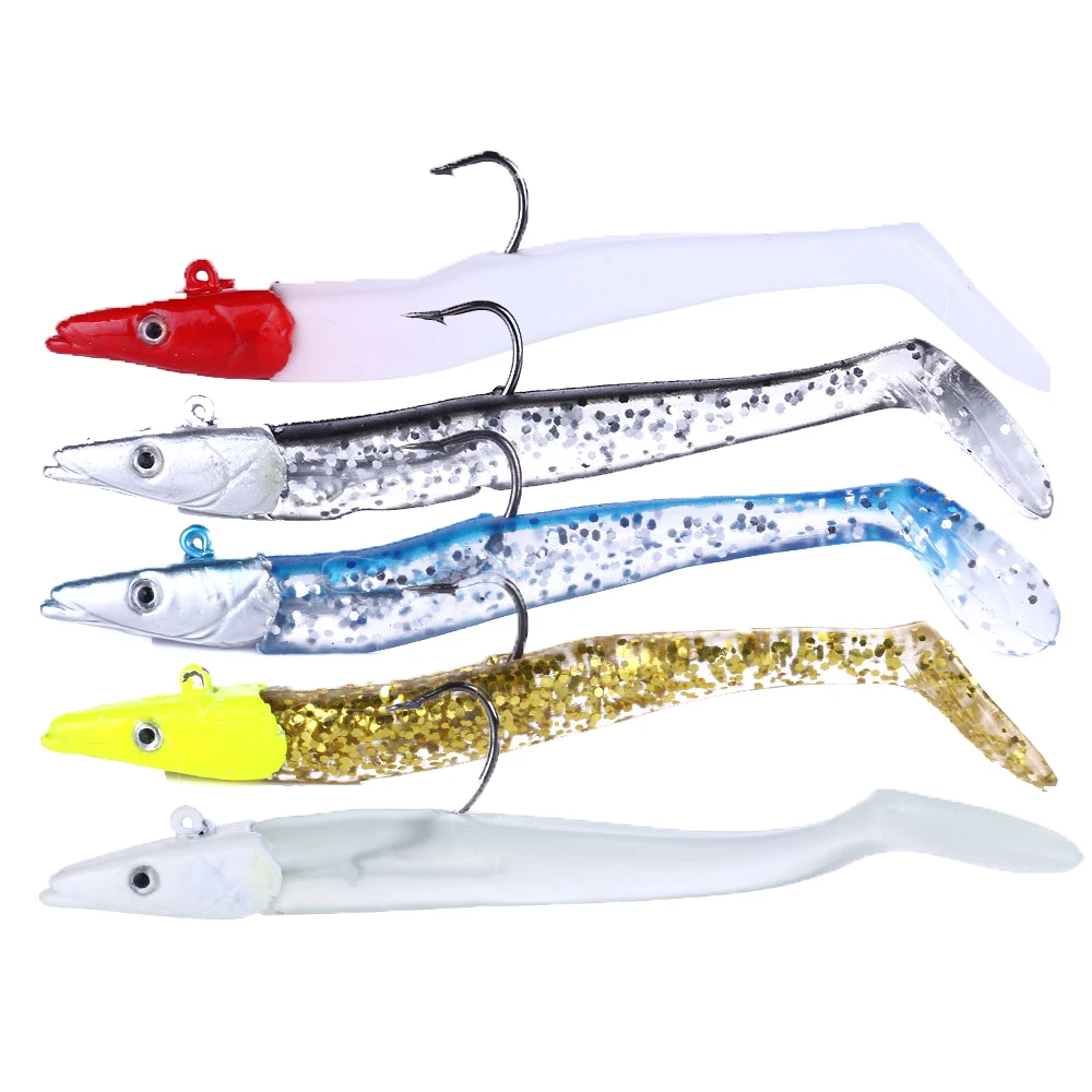

5Pcs/lot Silicone Fishing Lure Lead Head 19g/11cm Artificial Wobblers Jigging Bait Soft Lure Sea Bass Carp Fishing Tackle