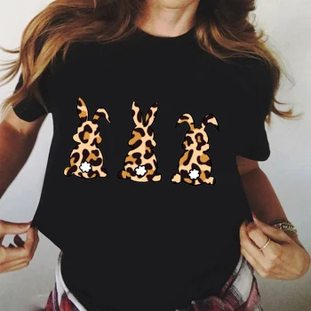 

Women T-shirt Leopard Bunny Print Summer Harajuku Ulzzang Short Sleeve O-neck Casual Tees Tops Female T Shirt Woman Clothing
