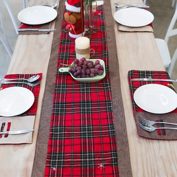 

New Year Christmas Table Runner Flag Handmade Table Cover Home Party Dining Room Xmas Tablecloth Decor Home Decoration