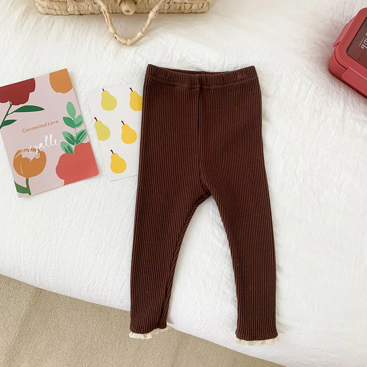 9797B Baby Clothes Korean Baby Waffle Tops Spring Autumn New Round Neck Girl T-shirt Sweater Coat Girl Thick Waffle Tops