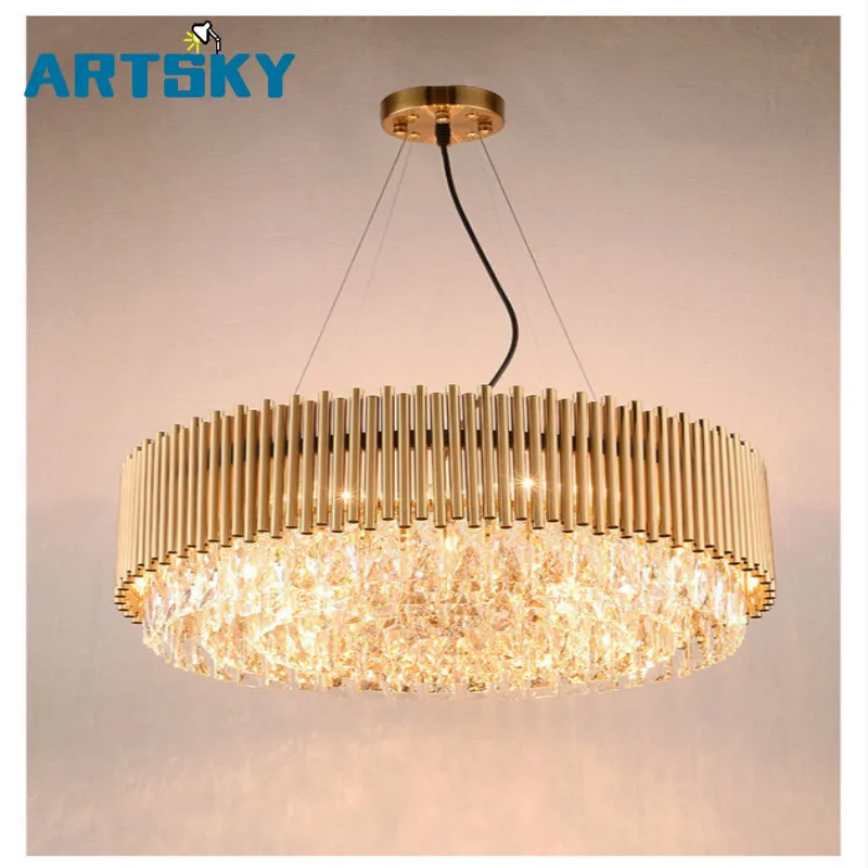 

Modern Gold Luxury Crystal Round Chandelier For Kitchen Living Room Lighting