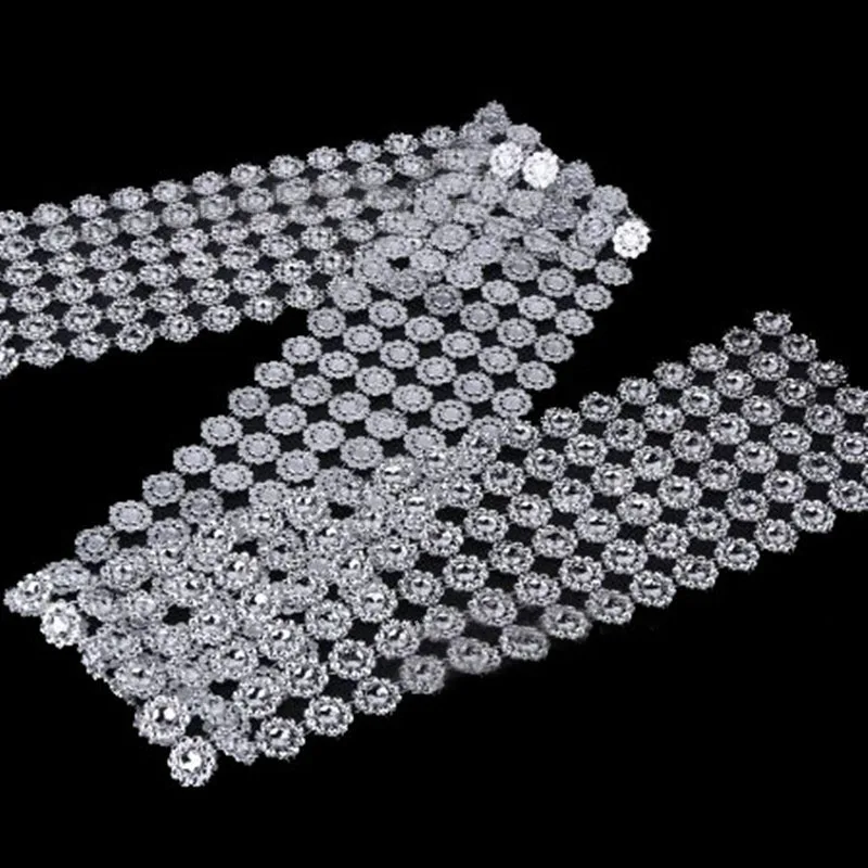 

5 Yards Silver Diamond Rhinestone Mesh Ribbon Bling Wrap Roll Favor Party Decor