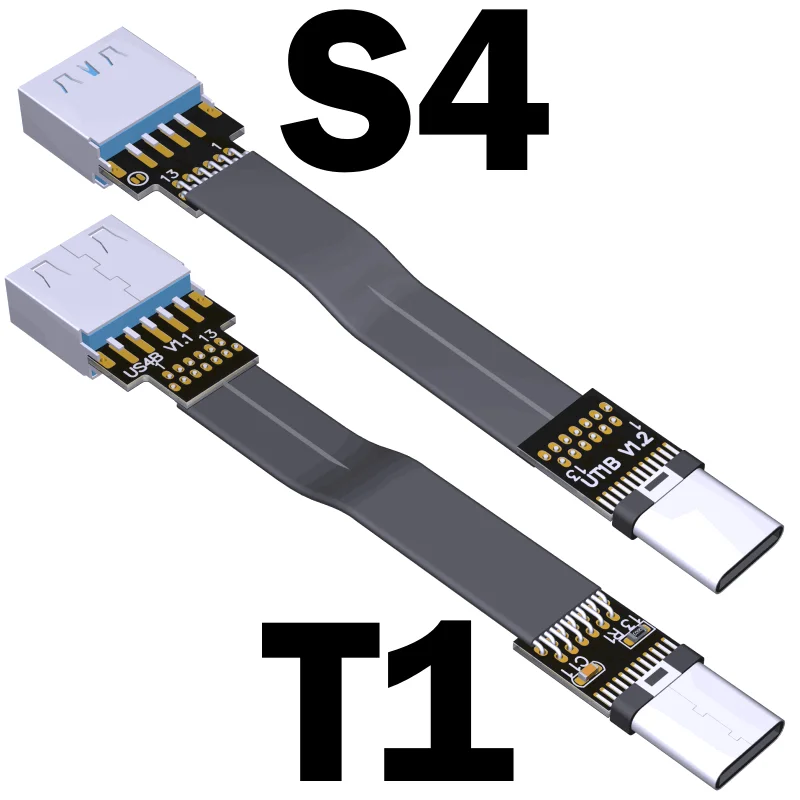 USB 3.0 타입 A to USB 3.1 타입 C 수 암 플랫 케이블, 업/다운 앵글 USB C to A FPC FPV 연장 케이블 코드 어댑터, 5cm - 3m