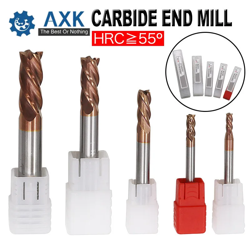 Концевая фреза из вольфрамовой стали с прямым хвостовиком HRC55 градусов 4 флейты твердосплавные Фрезы с ЧПУ 3 мм 4 мм 6 мм 8 мм 10 мм LT560