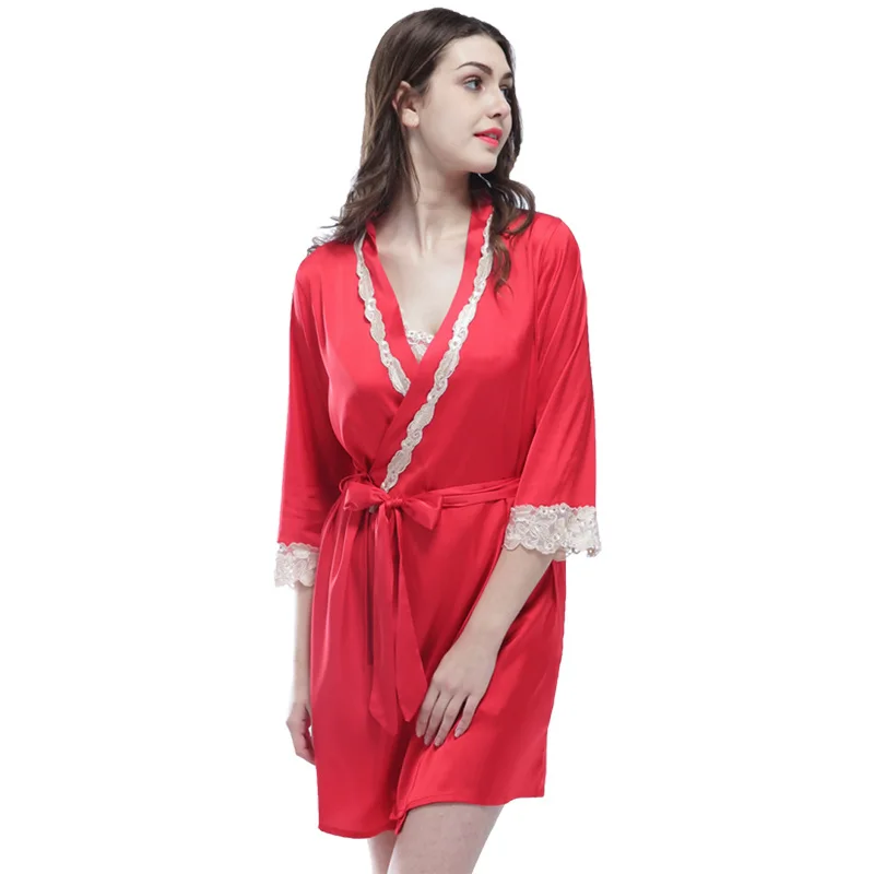 2 предмета в комплекте женская ночная рубашка костюм пижама из искусственного