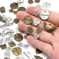 Metal Labels Heart Flower Round Handmade Labels Silver Bronze Alloy Charm Hand Made With Love Tags For Clothing Accessories 1