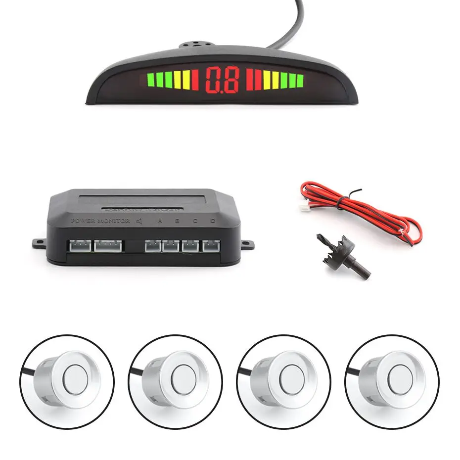 Автомобильный комплект светодиодных датчиков парковки 22 мм Датчик слепого пятна s подсветка Дисплей обратный резервный Радар монитор Система Авто парктроник - Название цвета: Monitor 4 Sensor