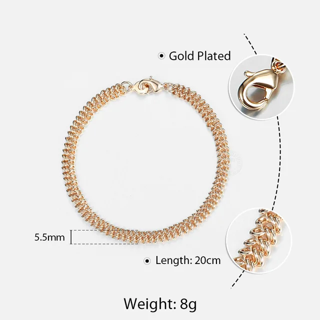 20cm Bracelets For Women Men 585 Rose Gold Curb Snail Foxtail Venitian Link Chains Bracelet on hand Fashion Jewelry Gifts CBB1 CB46
