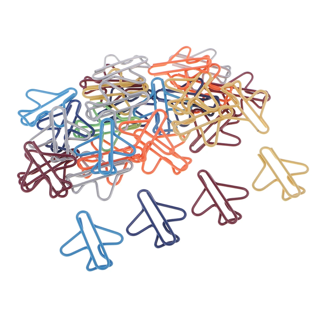 

30ocs Assorted Color Metal Airplane Shape Office Paper Clips Supplies