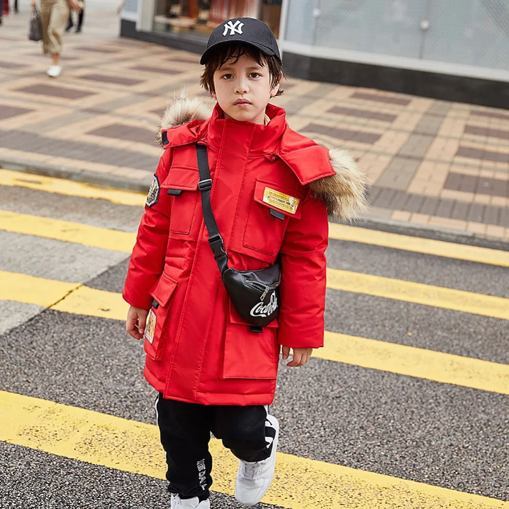 Autumn Winter Boys Jackets Fur Collar Baby Girls Down Coat Casual Children Hooded Outwear Girls Winter Down Jackets