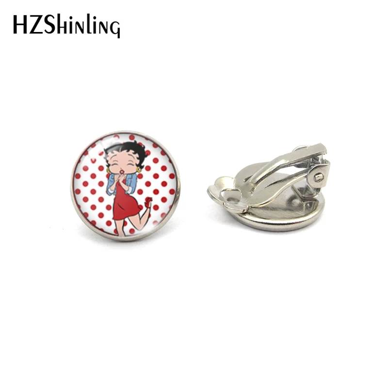 HZSHINLING Новое поступление мультфильм сексуальная Бетти серебряные бронзовые круглые клипсы клип узор милые летние аксессуары