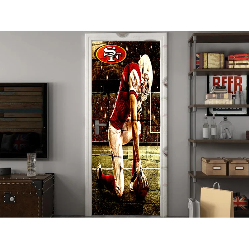 3D командная водостойкая наклейка на всю дверь, креативная наклейка s San Francisco 49ers, наклейка на стену двери, сделай сам, Фреска для спальни, домашний декор
