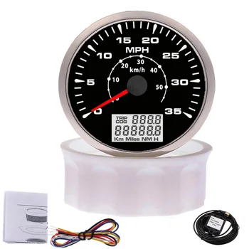 

85mm Waterproof Motocycle Boat Car GPS Speedometer Gauge 35 MPH 50km/h Speed Odometers with 7 Colors Backlight